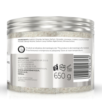 7160 INSPIRATION Wygładzająca sól do kąpieli z minerałami z Morza Martwego algami morskimi i drobinkami kokosa / 650g